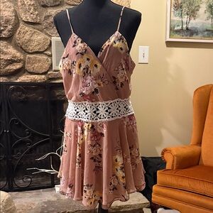 Rue21 Floral Dress with Lace Detail - Pink and Yellow
